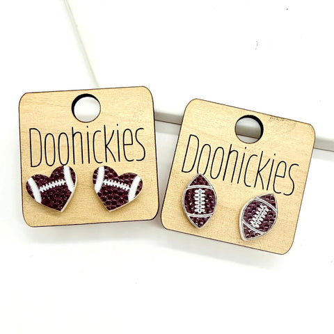 Textured Football Stud Collection - Sports Earrings - 2 Options