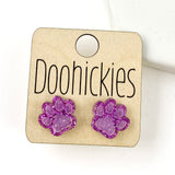 13mm School Spirit Glitter Paw Studs - Custom Spirit Earrings - 9 Color Options