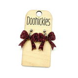 Glitter School Spirit Bow Dangle Earrings - Sports Earrings - 9 Color Options
