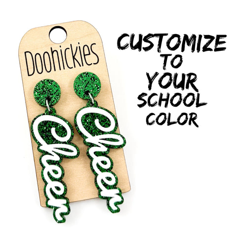 2" Layered Cheer Script Acrylic Spirit Earrings