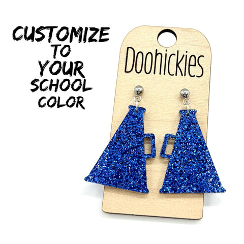 Glitter Cheer Megaphone Dangles - Custom Spirit Earrings