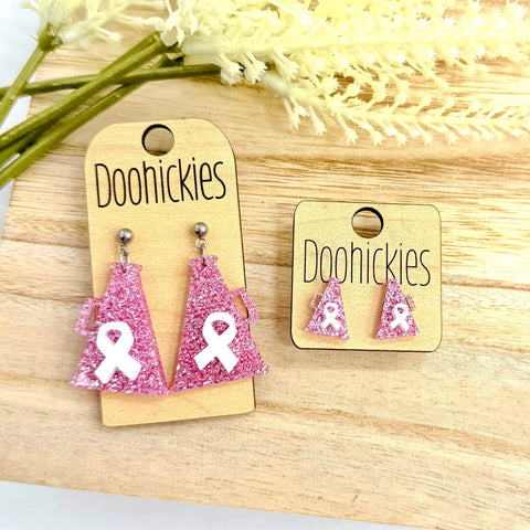 Pink Out Ribbon Megaphone Earring Collection - Breast Cancer Awareness Earrings