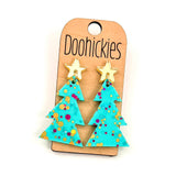 Speckled Glitter Layered Tree Collection - Christmas Acrylic Earrings