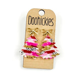 Bright Strokes Festive Tree w/ Gold Bow Earrings - Christmas Acrylic Earrings