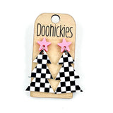 Checkered Layered Tree Collection - Christmas Acrylic Earrings