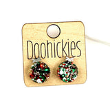 Glitter Christmas Ornament Stud Earrings