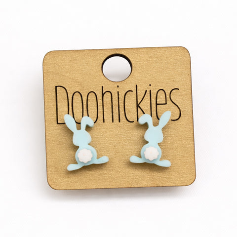 Pastel Floppy Ear Bunny Tail Stud Collection - Easter Earrings