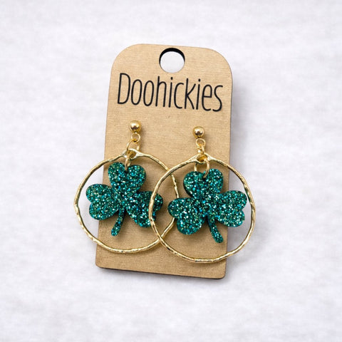 Round Shamrock Dangles - St. Patrick's Earrings