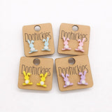 Pastel Floppy Ear Bunny Tail Stud Collection - Easter Earrings