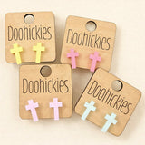 16mm Pastel Cross Studs - Easter Earrings