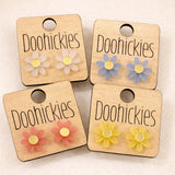 14mm Frosted Daisy Studs - Spring Earrings