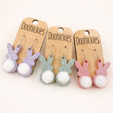 1.5" Glitter Bunny Tail Dangles - Easter Earrings