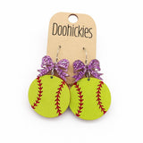 Custom Bow Softball Dangle Earrings - Spirit Sports Earrings