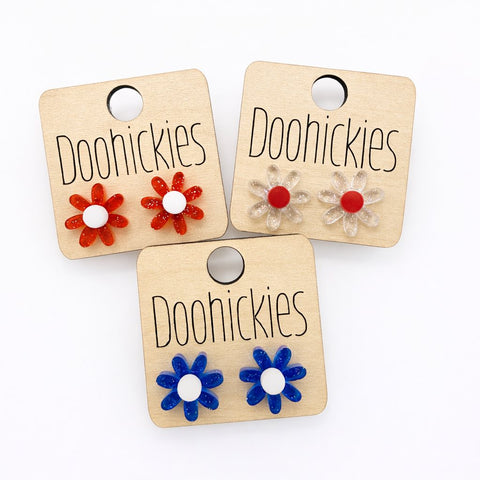 Liberty Flower Studs - Patriotic Earrings