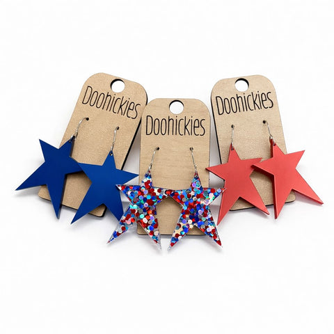 Prim Star Dangles - Patriotic Earrings