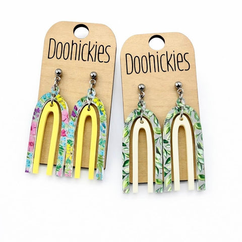 Floral Double Rainbow Collection - Spring Acrylic Dangle Earrings