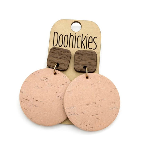The Peachy Meadow Collection: Walnut and Cork Piggyback Corkies - Cork Earrings