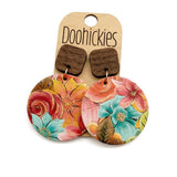 The Electric Bloom Collection: Walnut and Cork Piggyback Corkies - Cork Earrings