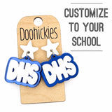 Custom School Initial Earrings | Personalized School Spirit Earrings in Your Team Colors