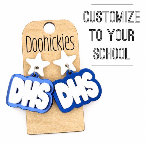 Custom School Initial Earrings | Personalized School Spirit Earrings in Your Team Colors