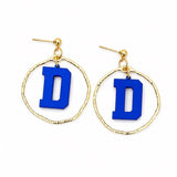 Custom Initial Hoop Earrings | Personalized School Spirit Earrings