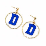 Custom Initial Hoop Earrings | Personalized School Spirit Earrings