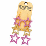 Triple Star School Spirit Earrings | Custom School Color Glitter Star Earrings