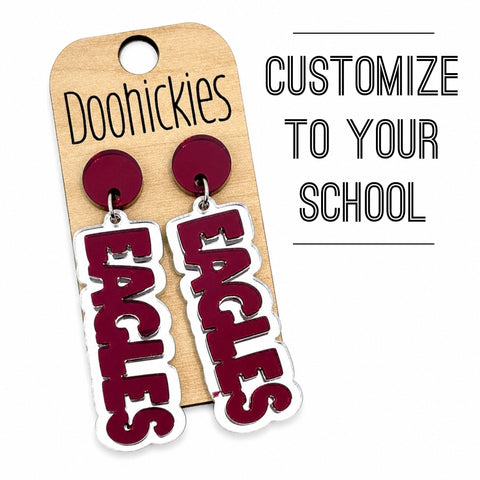 Mirror Custom School Mascot Earrings | Personalized School Spirit Earrings in Your Team Colors