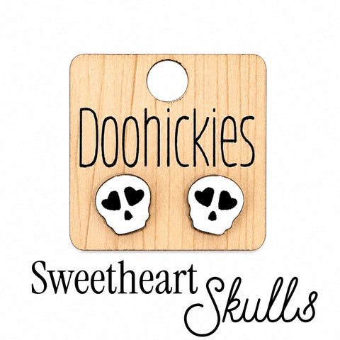 Sweetheart Skull Studs | Cute Acrylic Halloween Earrings