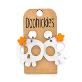 Flower Power Skulls Acrylic Halloween Earrings | Halloween Earrings