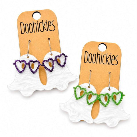 Boo-tiful Specs Ghost Earrings | Cute Halloween Acrylic Dangles
