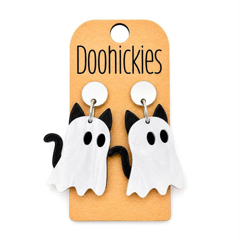 Scaredy Cats Ghost Cat Earrings | Cute Halloween Acrylic Dangles
