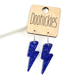 1.5" Glitter School Spirit Bolt Dangles - Custom Spirit Earrings - 9 Color Options