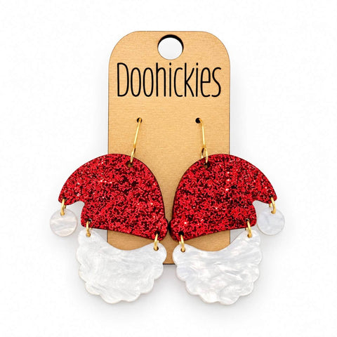 Holly Jolly Santa Dangles - Acrylic Christmas Earrings