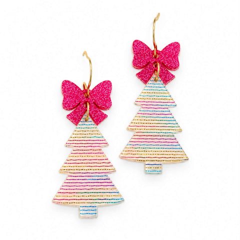 Razzle Dazzle Tinsel Tree Dangles - Christmas Acrylic Earrings