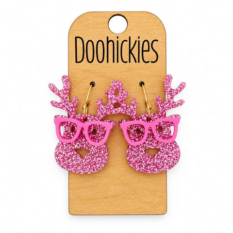 Razzle Dazzle Nerdy Reindeer Collection - Christmas Acrylic Earrings