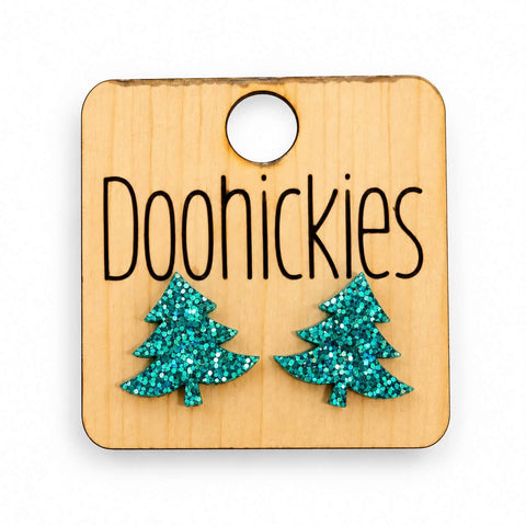 Razzle Dazzle Glitter Christmas Tree Studs - Acrylic Earrings