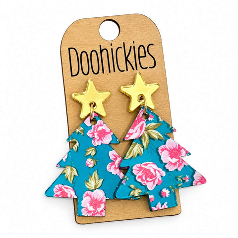 Merry and Bloom Tree Dangles -Christmas Acrylic Earrings