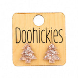 Champagne Christmas Traditional Tree Studs - Christmas Acrylic Earrings