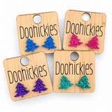 Razzle Dazzle Glitter Christmas Tree Studs - Acrylic Earrings