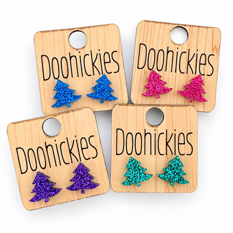 Razzle Dazzle Glitter Christmas Tree Studs - Acrylic Earrings