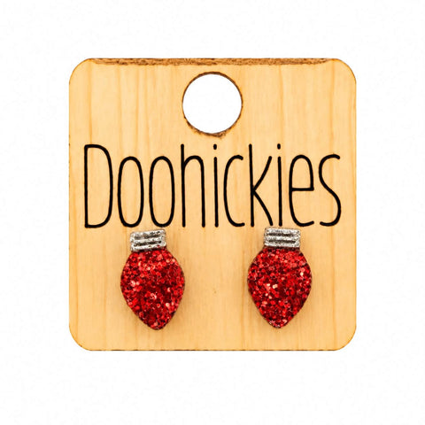 Merry Christmas Light Bulb Studs - Acrylic Earrings