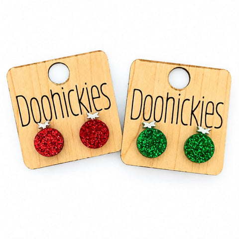 Merry Christmas Ornament Studs - Acrylic Earrings