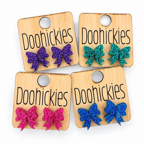 Razzle Dazzle Christmas Bow Studs - Acrylic Earrings