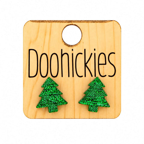 Country Christmas Traditional Tree Studs - Christmas Acrylic Earrings