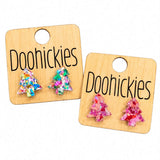 Chunky Glitter Traditional Tree Studs - Christmas Acrylic Earrings