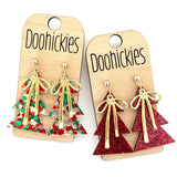 Tied Up in Christmas Dangles - Christmas Tree Acrylic Earrings