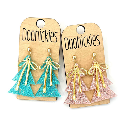 Sugarplum Bows Christmas Tree Dangles - Acrylic Earrings