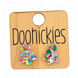 Chunky Glitter Traditional Tree Studs - Christmas Acrylic Earrings