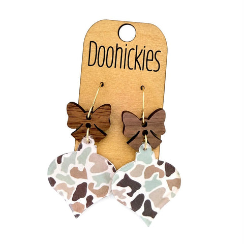 Vintage Camo Christmas Ornament Acrylic Earrings
